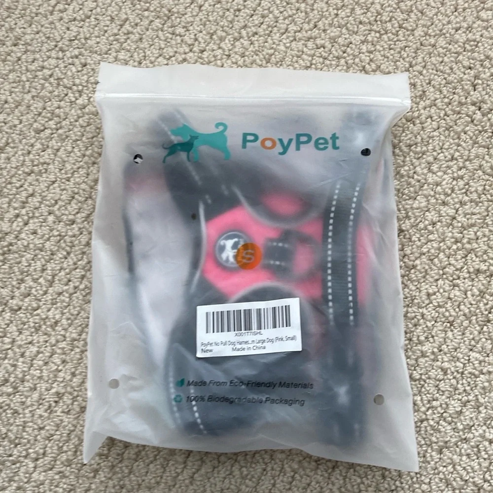 NEW PoyPet Dog Harness Pink Black Size Small Safety with Handle Clip Closure NIB
